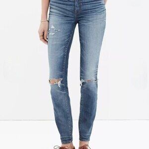 Madewell 9” High-Rise Skinny Jeans Torn Knee Edition Distressed Size 28